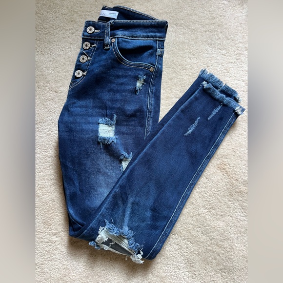 KanCan Denim - KanCan Dark Blue Distressed Skinny Jeans